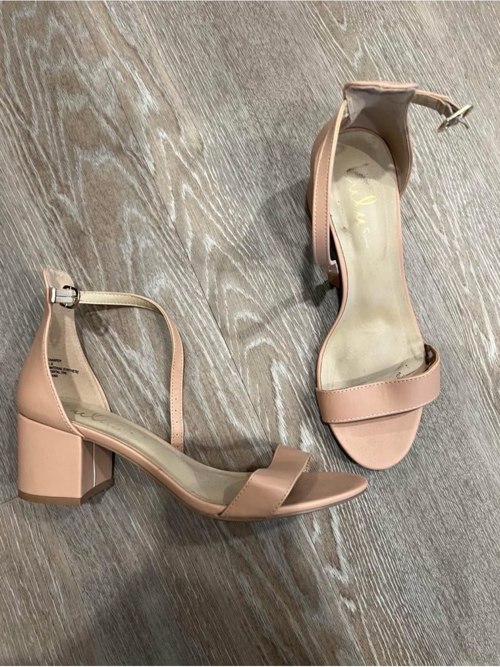 Lulus Women's Ankle Strap Block Heel Sandals in Nude
